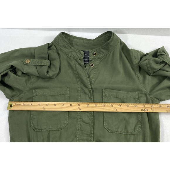 Sanctuary Jacket Womens Small Military Green Drawstring Waist Pockets Snap Up - Picture 7 of 11